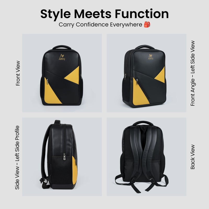 ABYQ Professional Laptop Backpack, Black and Yellow - Image 3